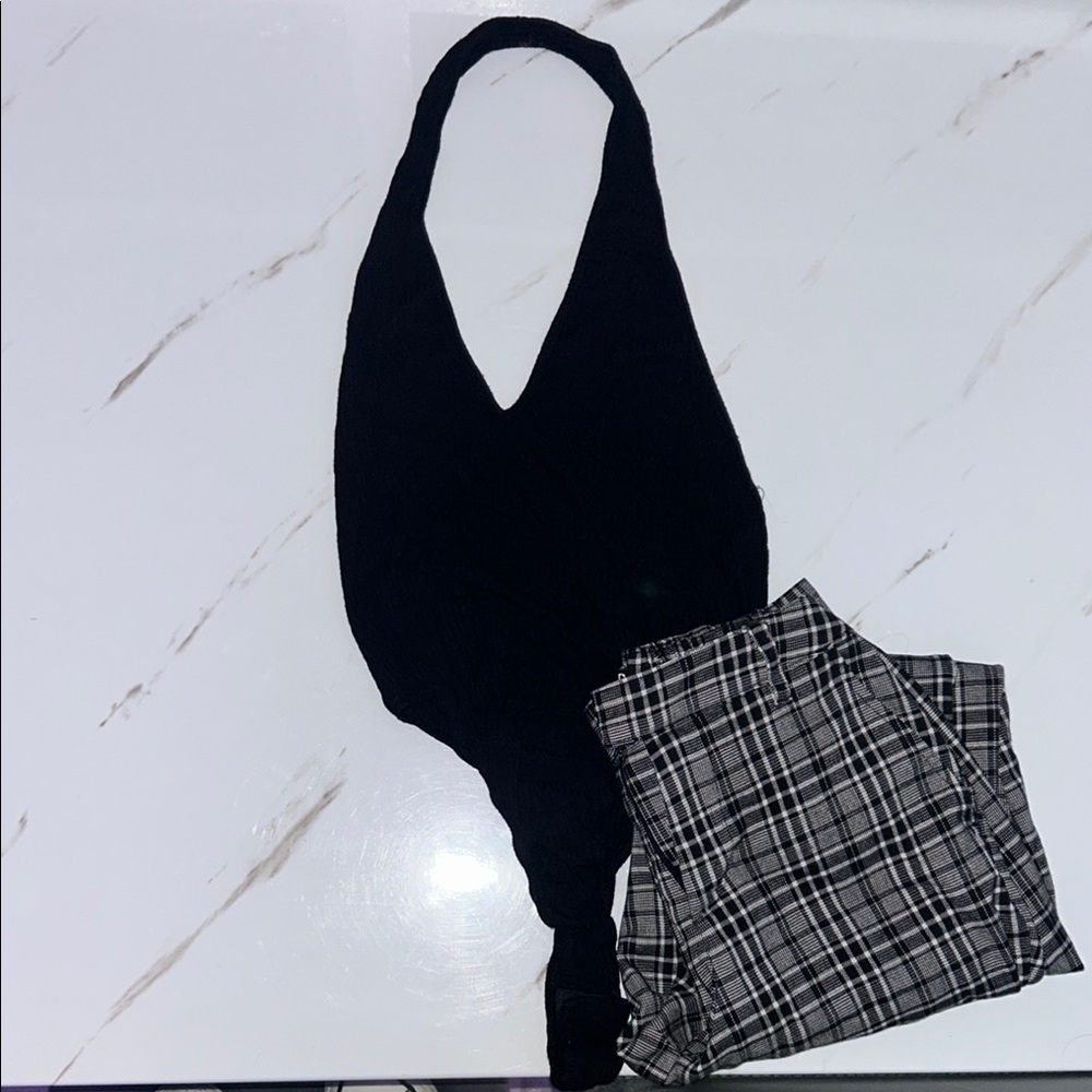 Black One Piece Halter Top